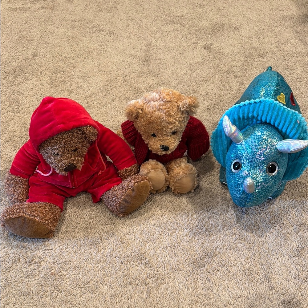 Stuffed Dinosaur and Bears